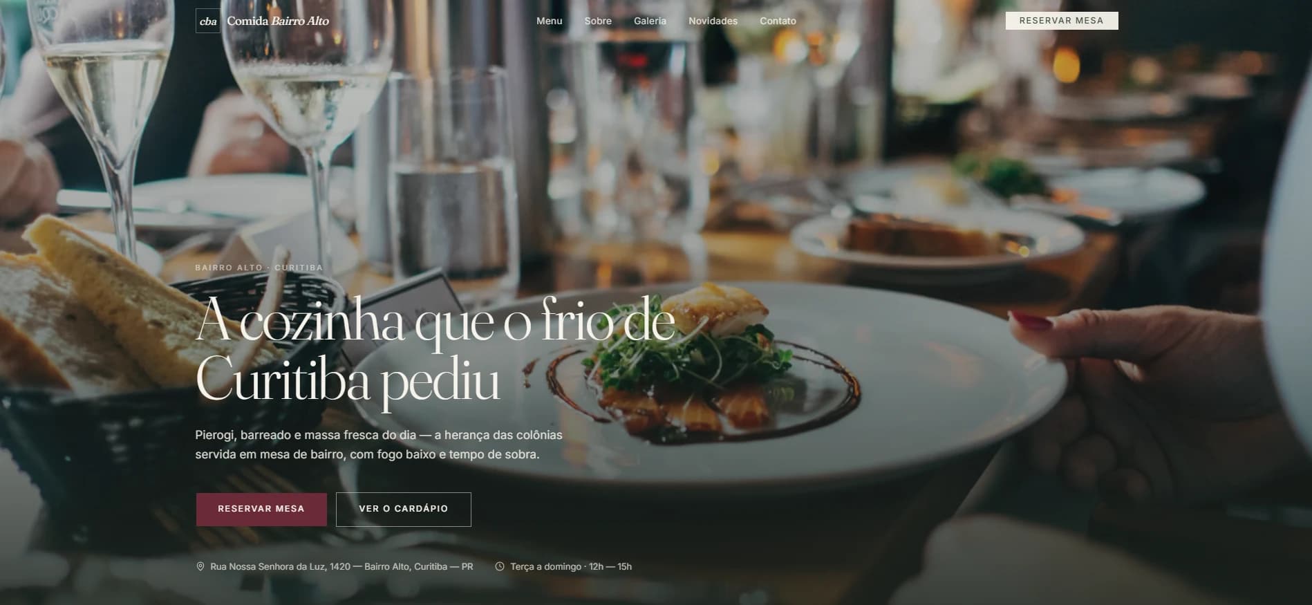 Captura do site de Comida Bairro Alto